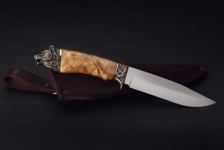 Нож подарочный "Медведь каменный" (Корень ореха) без упаковки 