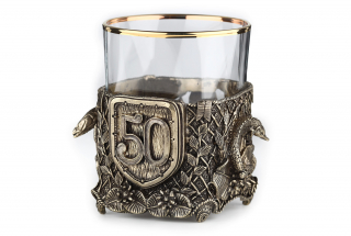 Стакан для виски "Юбилейный (рыбалка) 50" (уп. кожа)